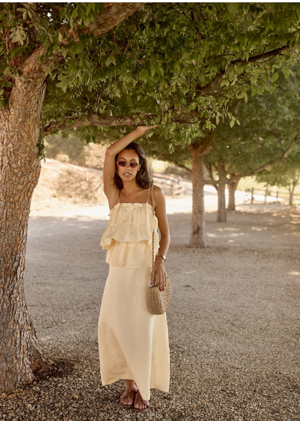 Butter Yellow Limoncello Linen Maxi Dress