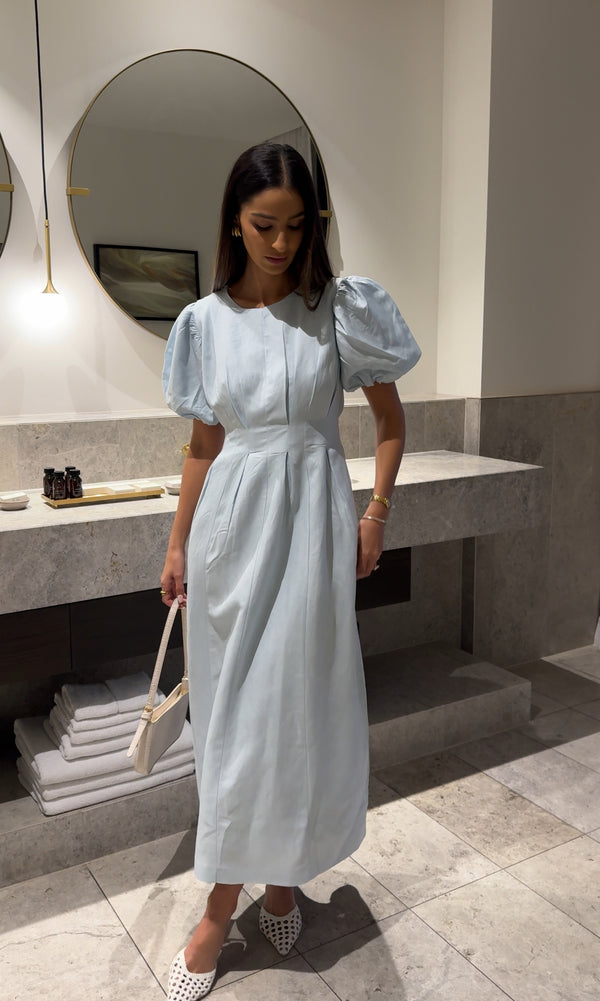 Sky Blue Air Linen Maxi Dress