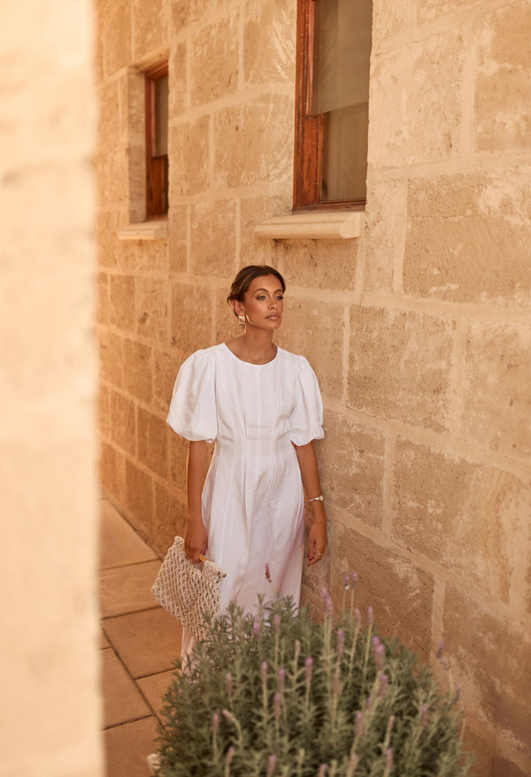 PRE-ORDER - White Air Linen Maxi Dress