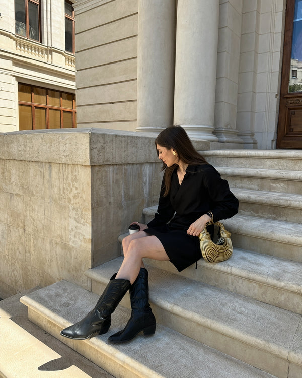 Black Nera Linen Mini Dress