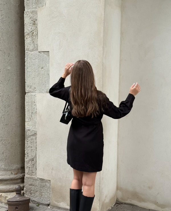 Black Nera Linen Mini Dress