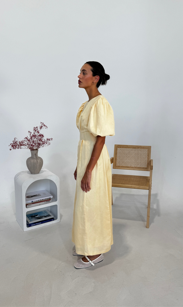 PRE-ORDER - Butter Yellow Air Linen Maxi Dress