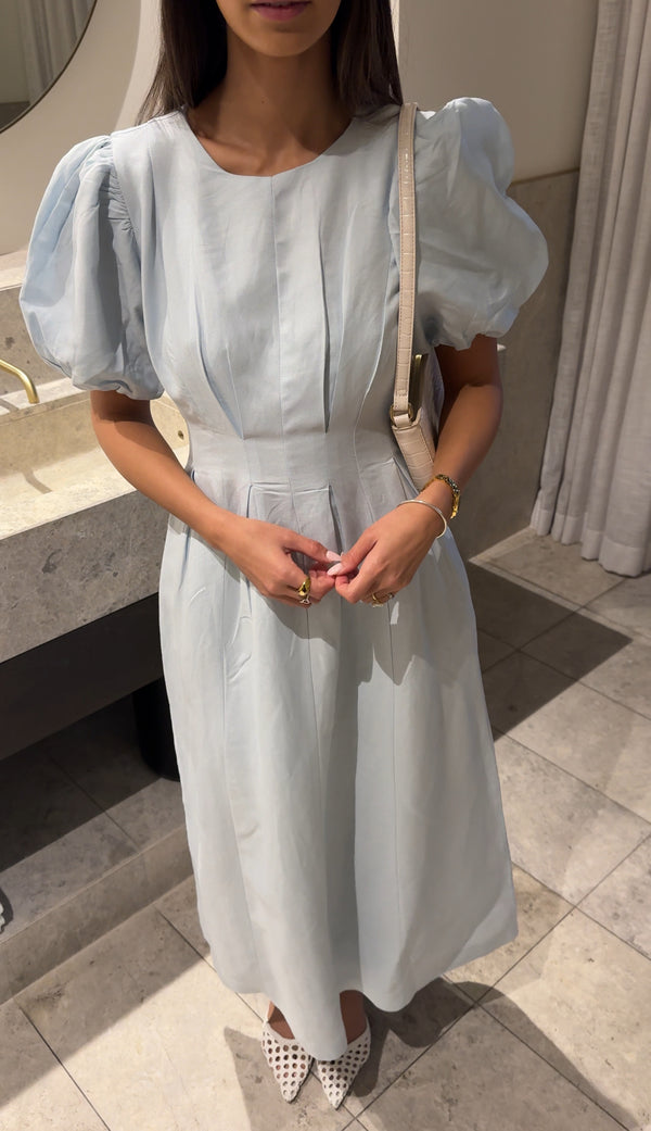 Sky Blue Air Linen Maxi Dress