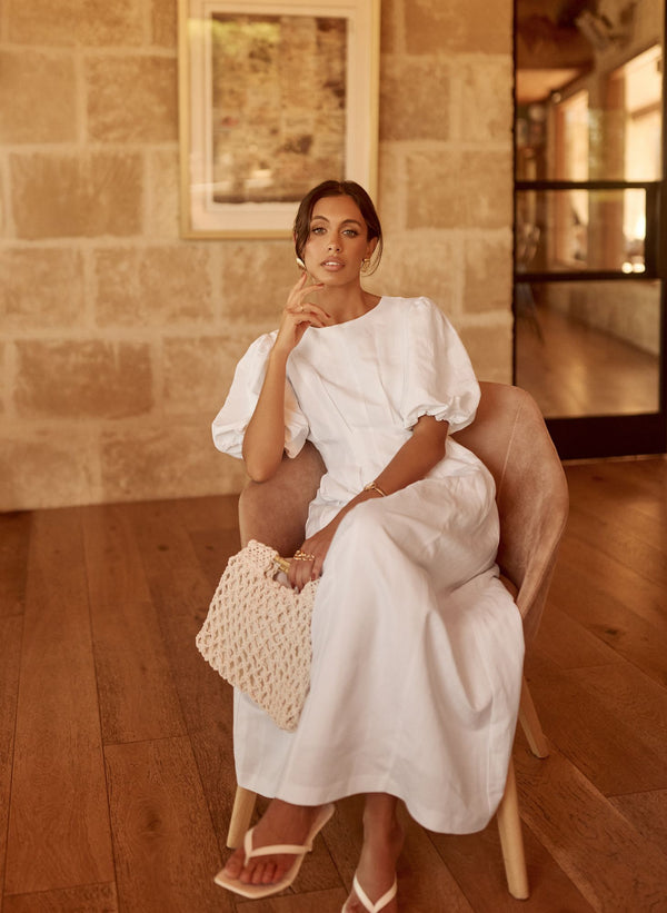PRE-ORDER - White Air Linen Maxi Dress