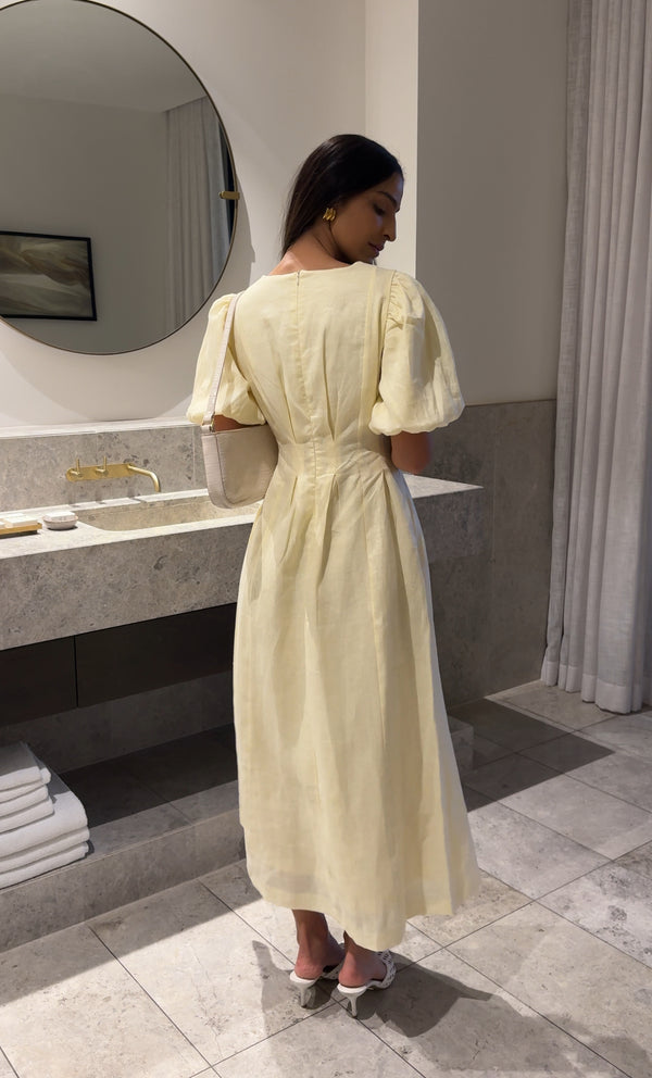 PRE-ORDER - Butter Yellow Air Linen Maxi Dress
