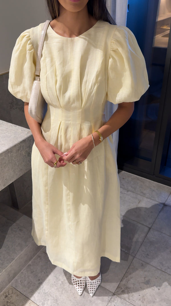 PRE-ORDER - Butter Yellow Air Linen Maxi Dress