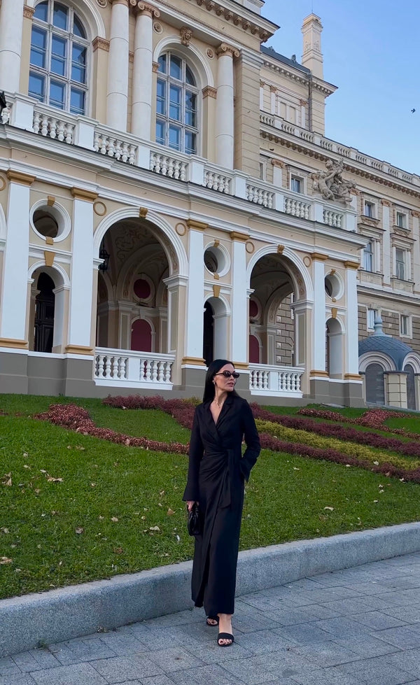 Black Verity Linen Maxi Dress