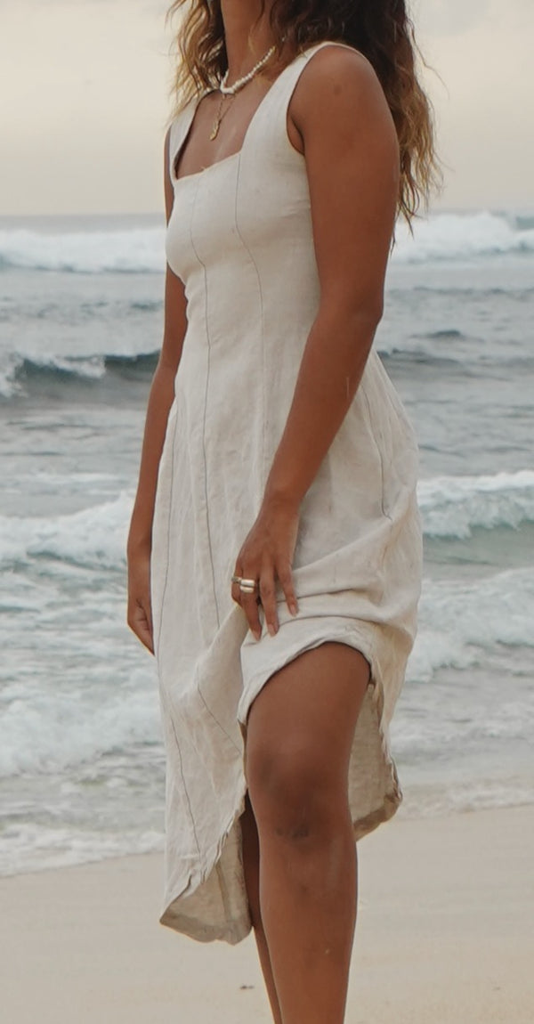 Natural Awake Linen Midi Dress
