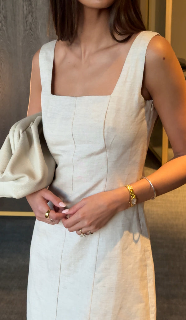 Natural Awake Linen Midi Dress