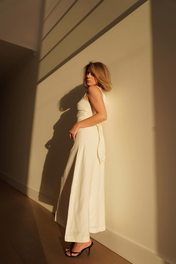 White Sky Linen Maxi Dress
