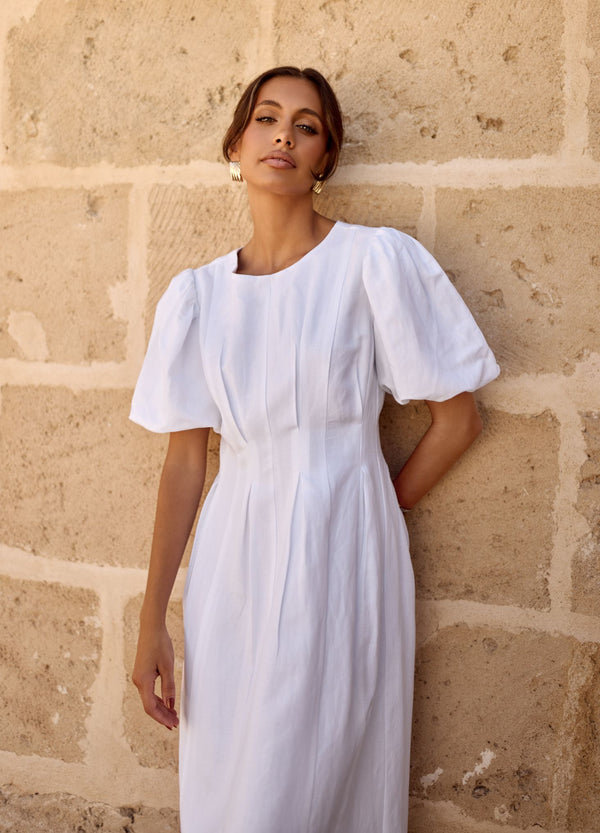 PRE-ORDER - White Air Linen Maxi Dress