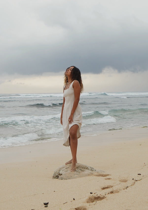 Natural Awake Linen Midi Dress