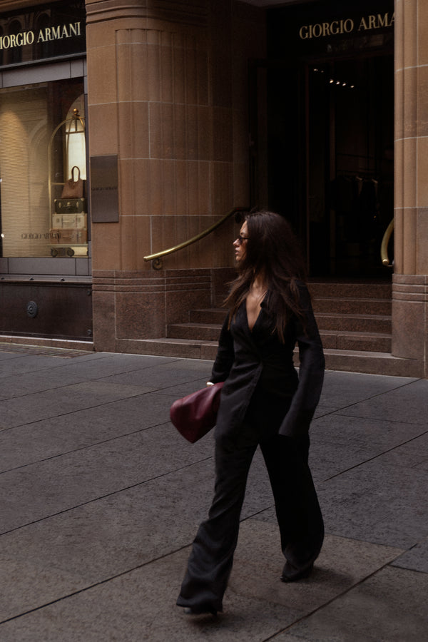 Black Alba Linen Waist Tie Pants