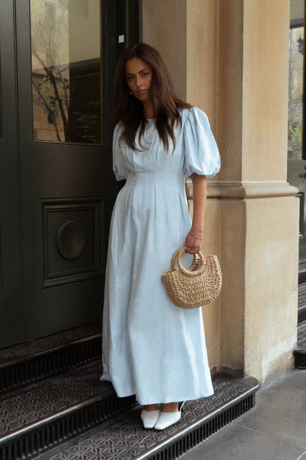 Sky Blue Air Linen Maxi Dress