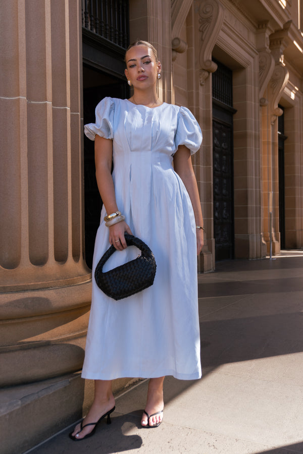 Sky Blue Air Linen Maxi Dress