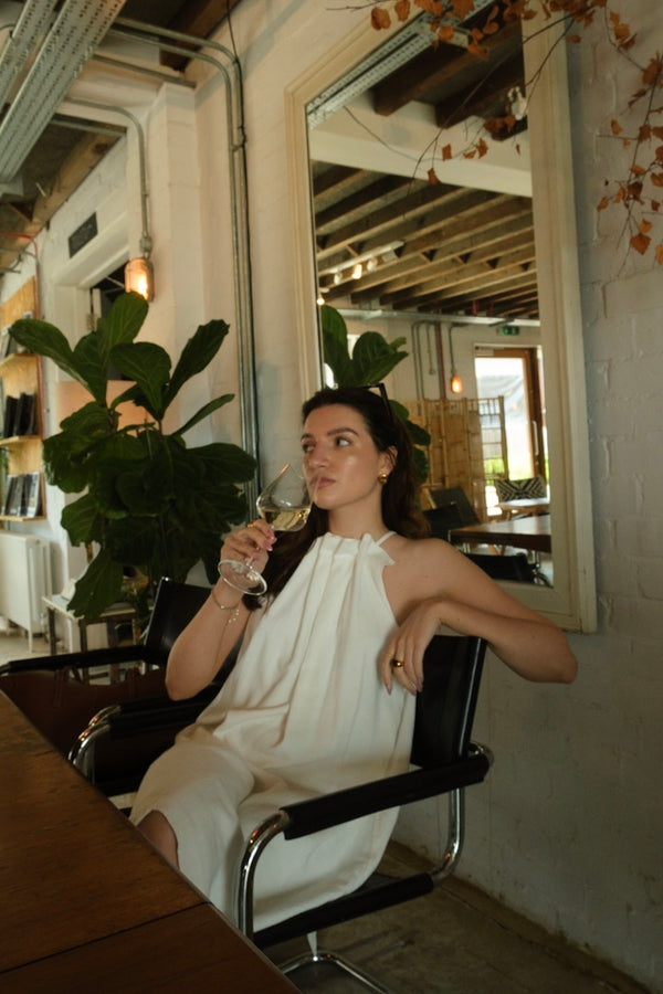 White Pure Linen Mini Dress