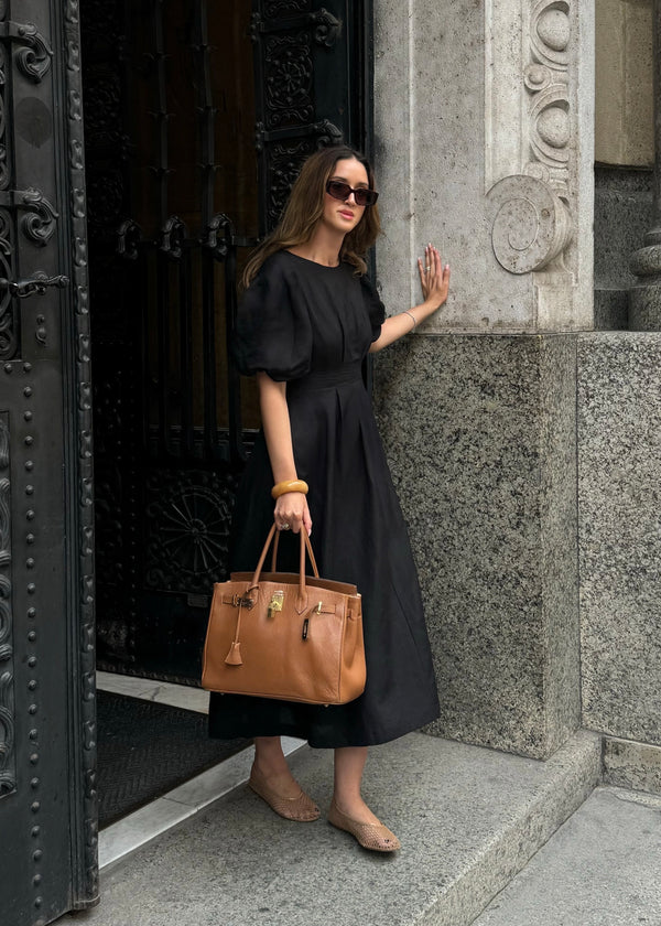 Black Air Linen Maxi Dress