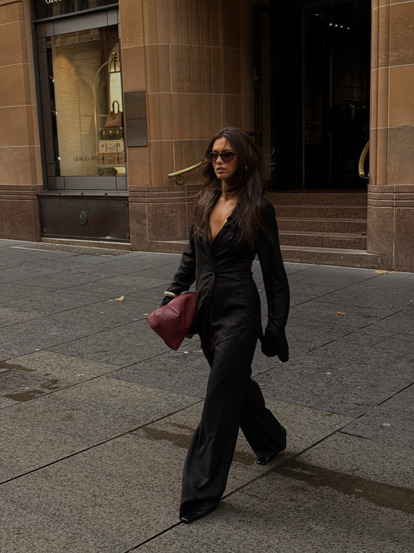 Black Alba Linen Waist Tie Pants