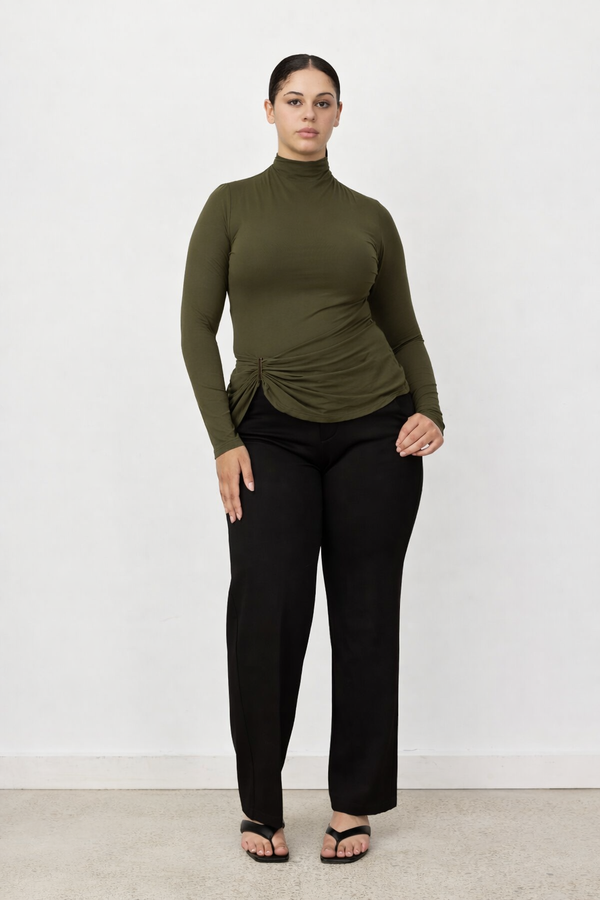 Olive Green Arden Long Sleeve Top