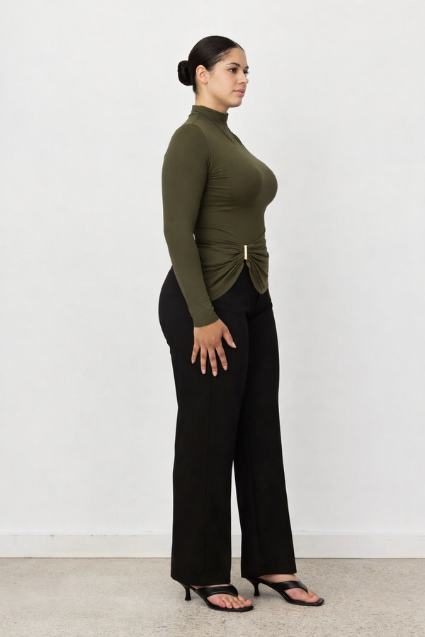 Olive Green Arden Long Sleeve Top