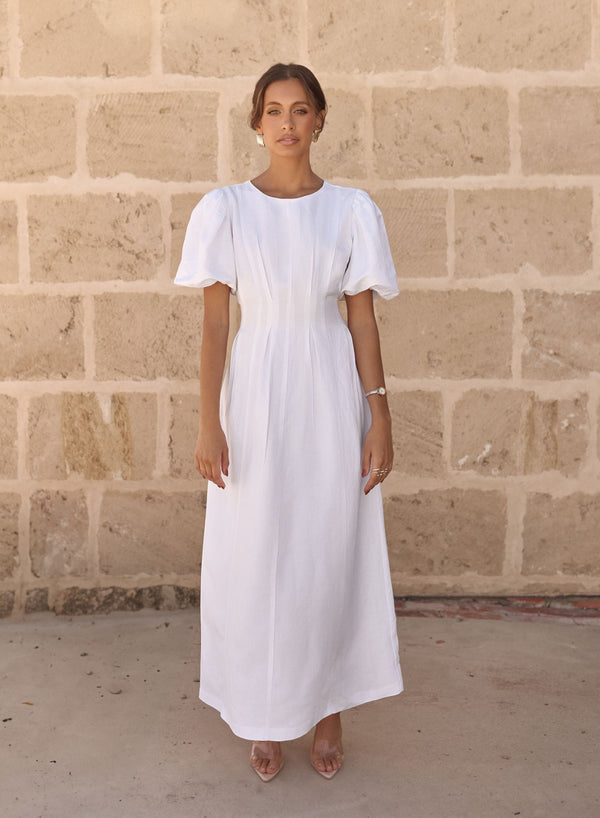 White Air Linen Maxi Dress