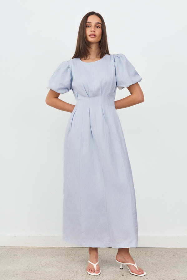 Sky Blue Air Linen Maxi Dress