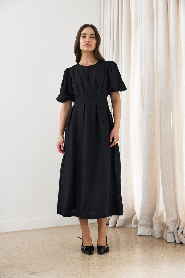 PRE-ORDER - Black Air Linen Maxi Dress