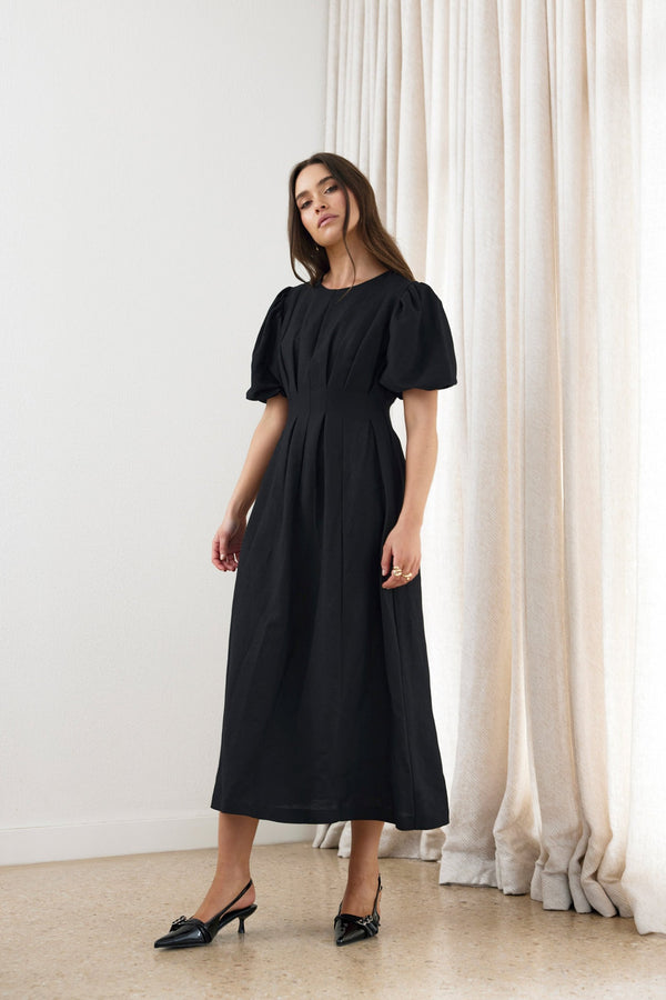PRE-ORDER - Black Air Linen Maxi Dress