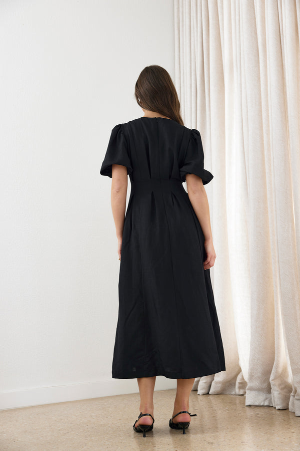 PRE-ORDER - Black Air Linen Maxi Dress