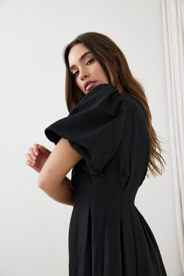 PRE-ORDER - Black Air Linen Maxi Dress