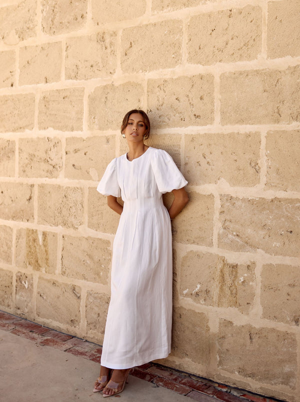 White Air Linen Maxi Dress
