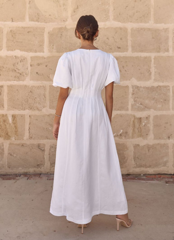 White Air Linen Maxi Dress