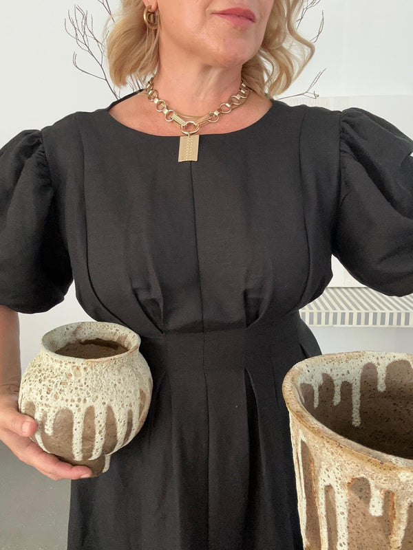 PRE-ORDER - Black Air Linen Maxi Dress