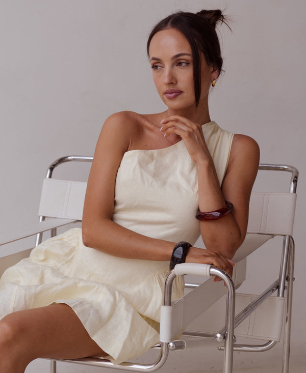 Butter Yellow De Sol Linen Mini Dress