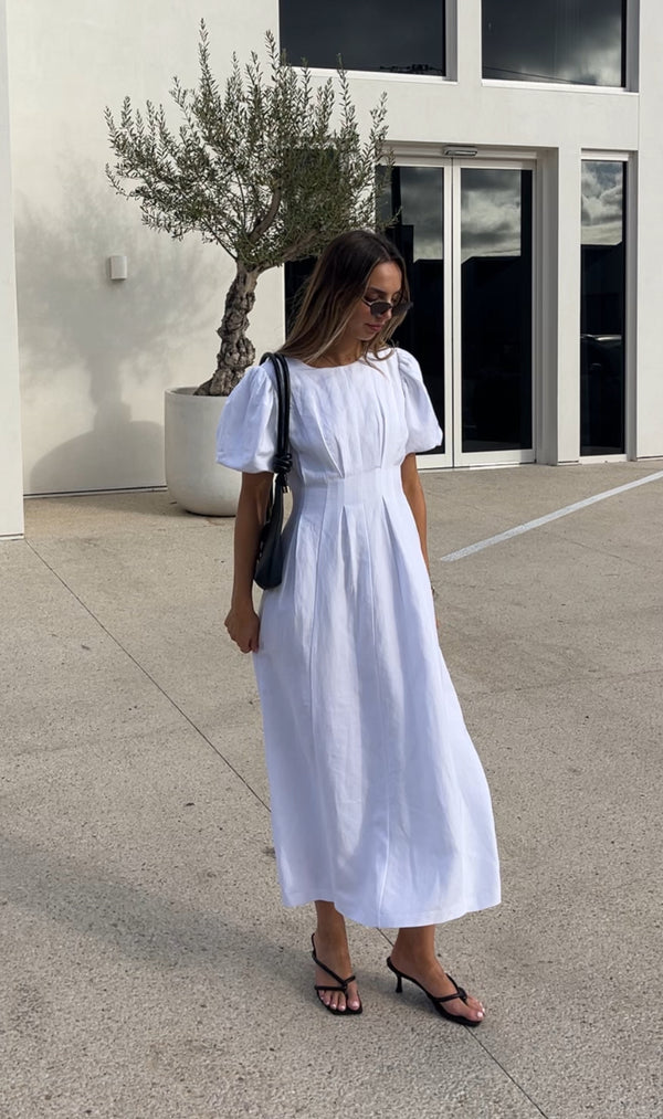 White Air Linen Maxi Dress