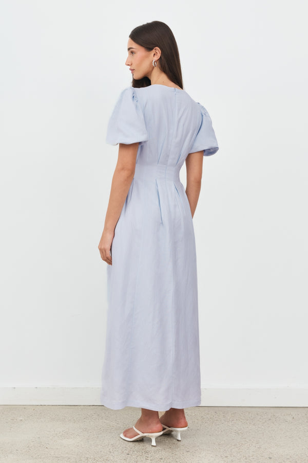 Sky Blue Air Linen Maxi Dress