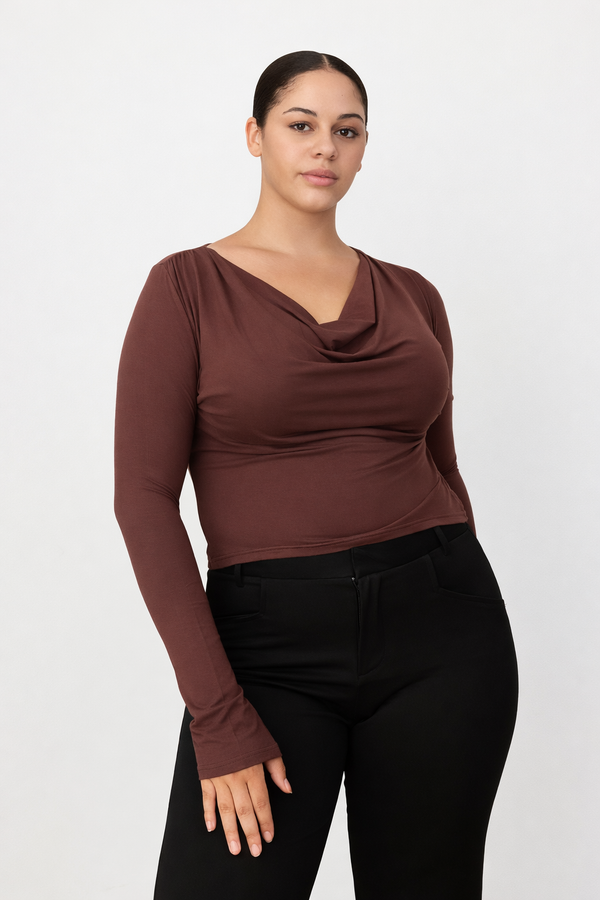 Brown Celine Multi-Way Long Sleeve Top