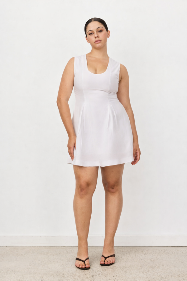 White Alara Linen Mini Dress