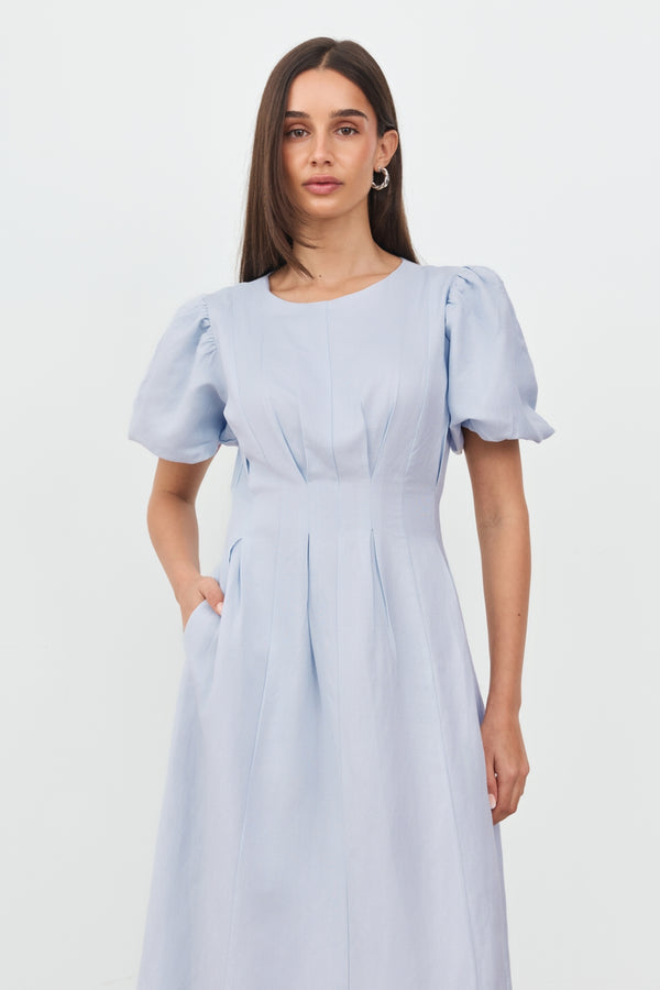 Sky Blue Air Linen Maxi Dress