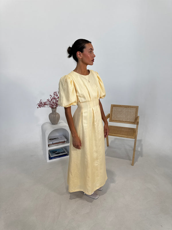 Butter Yellow Air Linen Maxi Dress