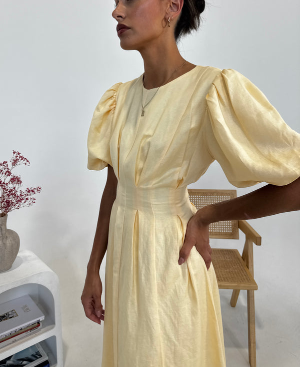 Butter Yellow Air Linen Maxi Dress