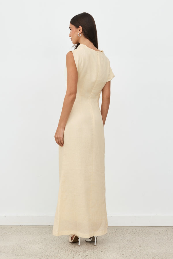 Butter Yellow Valencia Linen Maxi Dress