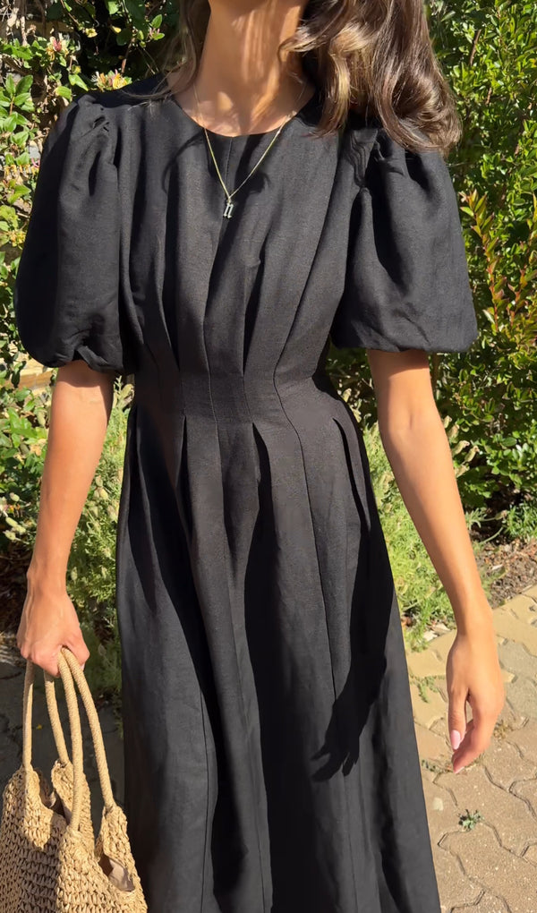 PRE-ORDER - Black Air Linen Maxi Dress