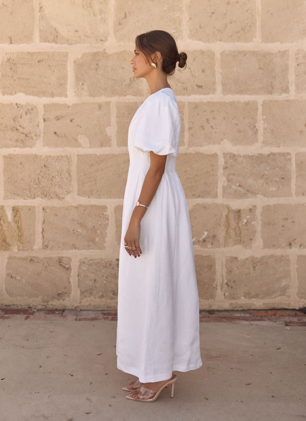 White Air Linen Maxi Dress