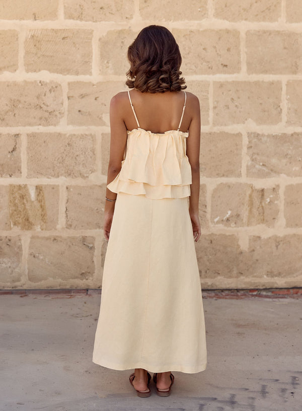 Butter Yellow Limoncello Linen Maxi Dress