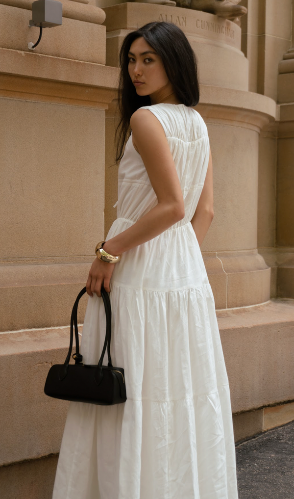 White Lumiere Linen Maxi Dress