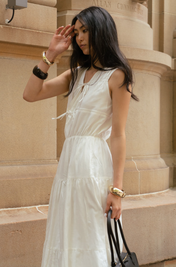 White Lumiere Linen Maxi Dress