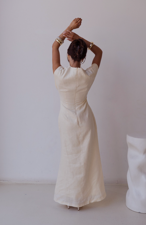 Velour Linen Maxi Dress