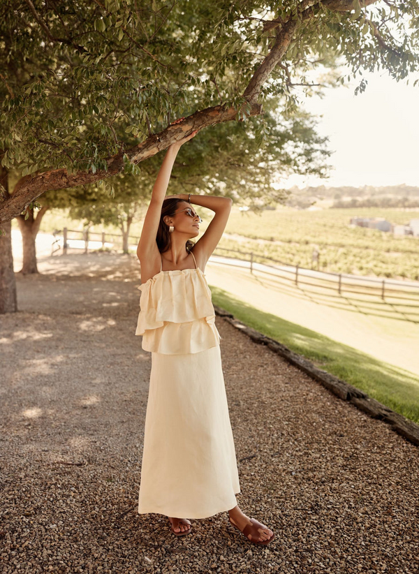 Limoncello Linen Maxi Dress