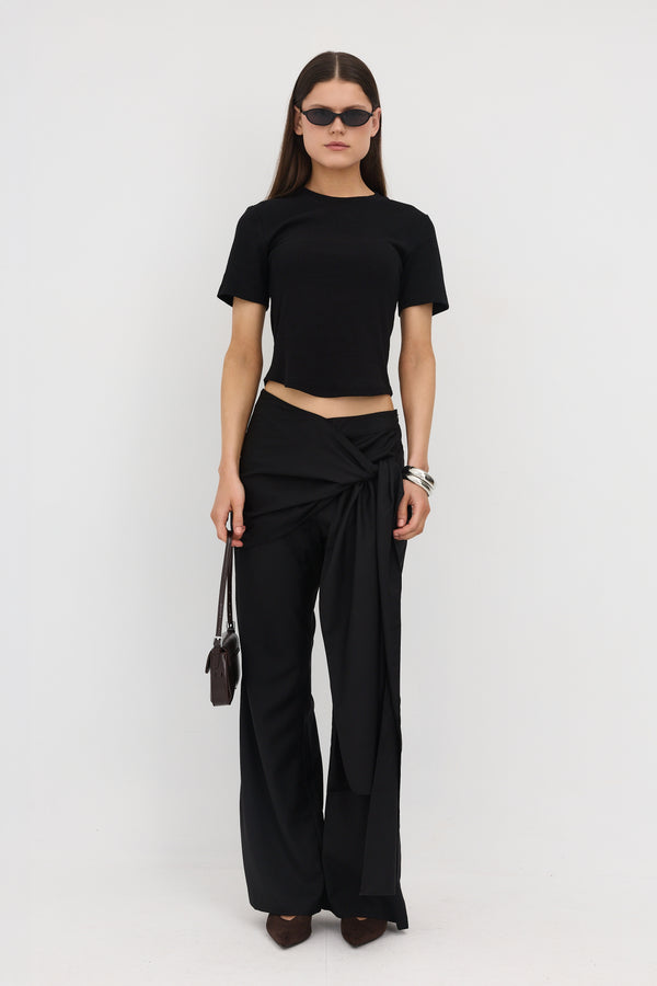 Black Tatum Tie Pants